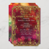 Invitation Noël Bokeh Gold Parties scintillant  Étincelle Inv (Devant / Derrière)