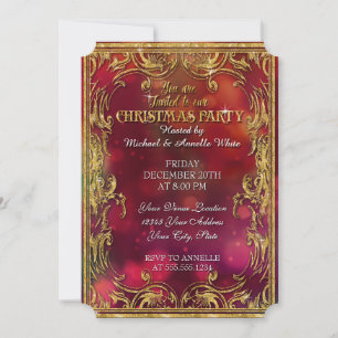 Invitation Noël Bokeh Gold Parties scintillant  Étincelle Inv