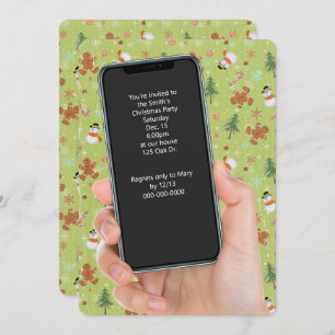 Invitation Noël bonhomme de neige et pain d'épices