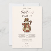 Invitation Noël bonhomme de neige rustique en patchwork (Devant)