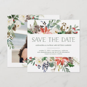 Invitation Noël botanique   Enregistrer la date de vacances P