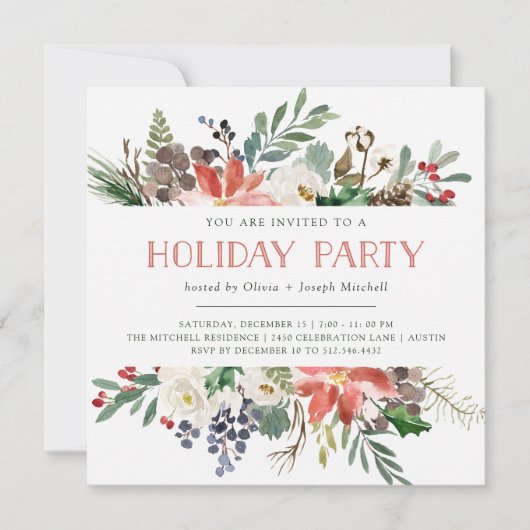 Invitation Noël botanique | Fête (Devant)