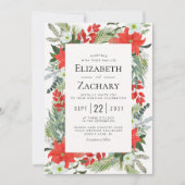 Invitation Noël Botanique Rouge Vert hiver Mariage Invit (Devant)