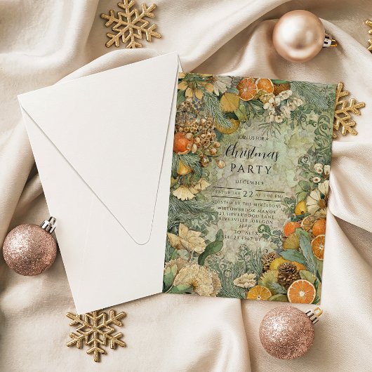 Invitation Noël botanique rustique en forêt