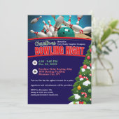 Invitation Noël Bowling Night Blue Arrière - plan Party (Debout devant)