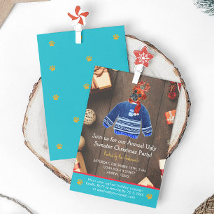 Invitation Noël Boxe Chien de Noël Fête de Sweater