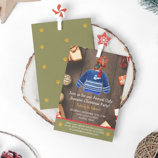 Invitation Noël Boxe Chien de Noël Fête de Sweater