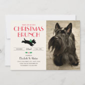 Invitation Noël Brunch Party Scottie Chien photo vert (Devant)