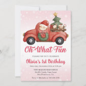 Invitation Noël Camion Oh Quel Amusant Anniversaire Fête (Devant)