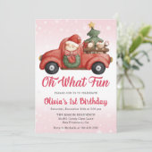 Invitation Noël Camion Oh Quel Amusant Anniversaire Fête (Debout devant)