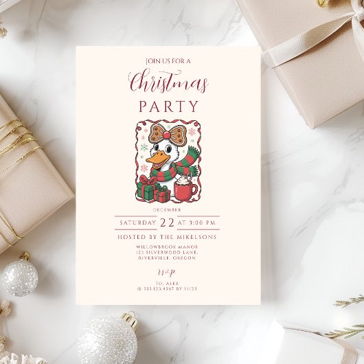 Invitation Noël Canard Cosy