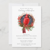 Invitation Noël Cardinal Rouge Yule Solstice Fête (Devant)
