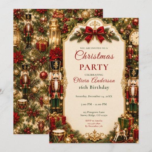Invitation Noël Casse-Noisette Fête Seize (Devant / Derrière)