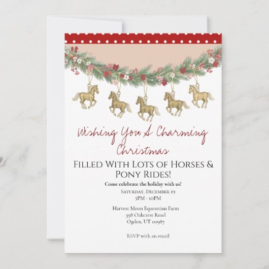 Invitation Noël Charming Horse (Devant)