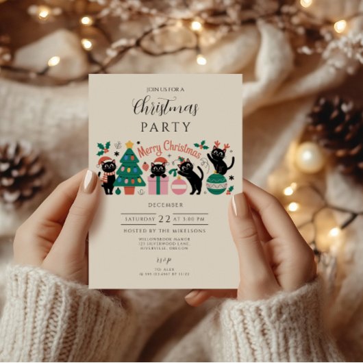 Invitation Noël Chat Noir