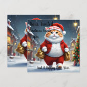 Invitation Noël Chat Père Noël, Noël (Devant / Derrière)