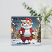 Invitation Noël Chat Père Noël, Noël (Debout devant)