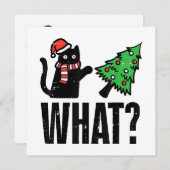 Invitation Noël Chat Tipping Xmas Tree Drôle (Devant / Derrière)