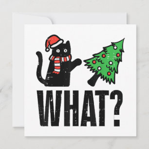 Invitation Noël Chat Tipping Xmas Tree Drôle