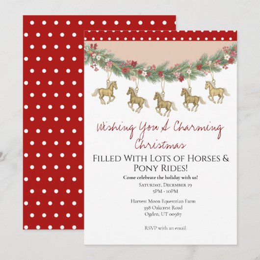 Invitation Noël Cheval Charmant (Devant / Derrière)