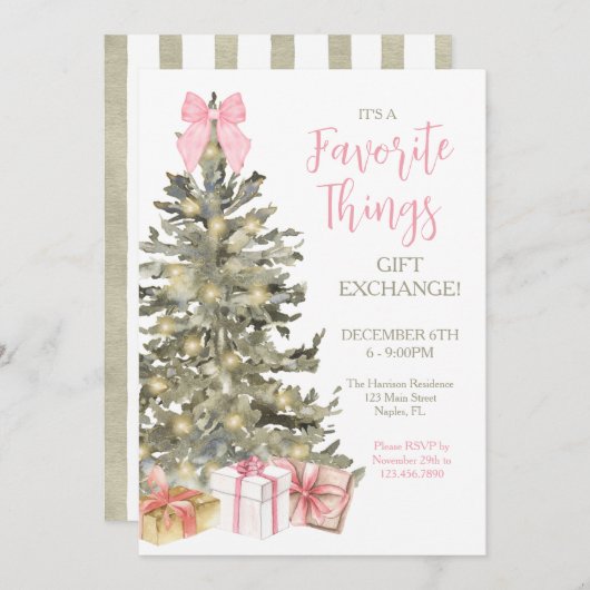 Invitation Noël Choses favorites Échange de cadeaux Invitatio (Devant / Derrière)