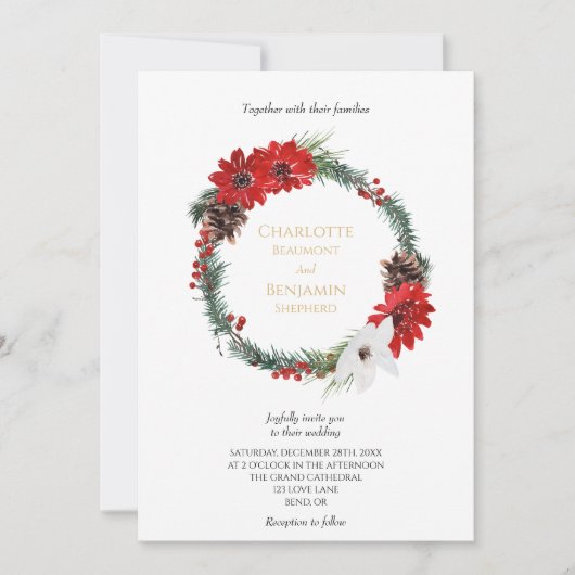 Invitation Noel Classique - Détails Formels Mariages Et (Devant)