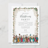 Invitation Noël classique Holly et Carolers (Devant)