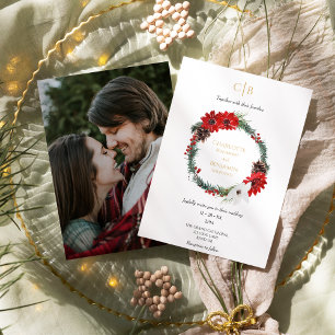 Invitation Noël classique Monogramme moderne Mariage photo