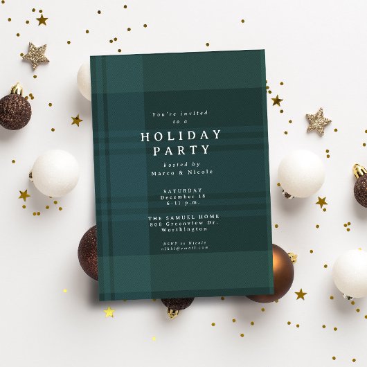 Invitation Noël classique plaid simple vacances vertes