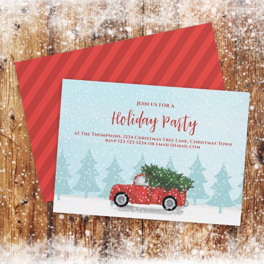 Invitation Noël classique Red Truck Party