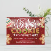 Invitation Noël Cookie Décoration Party Rouge (Debout devant)