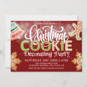 Invitation Noël Cookie Décoration Party Rouge Vert (Devant)