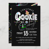 Invitation Noël Cookie Exchange Black Coloré vacances (Devant / Derrière)
