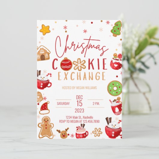 Invitation Noël Cookie Exchange Fête de vacances (Debout devant)