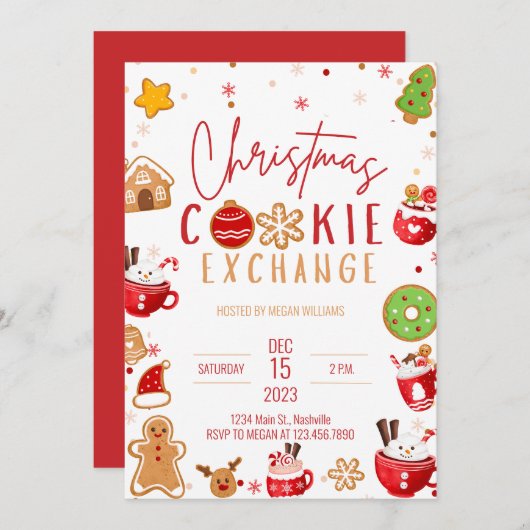 Invitation Noël Cookie Exchange Fête de vacances (Devant / Derrière)