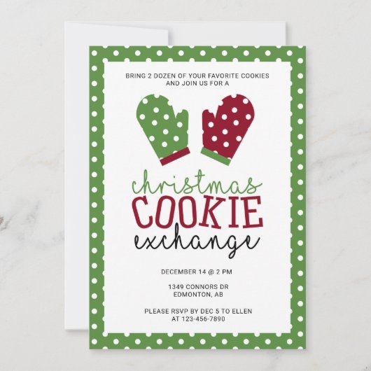 Invitation Noël Cookie Exchange Fête Fête Four Mitts (Devant)
