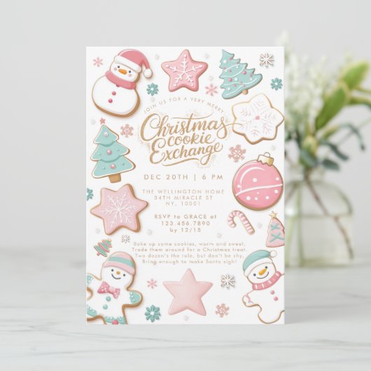 Invitation Noël Cookie Exchange Party (Debout devant)