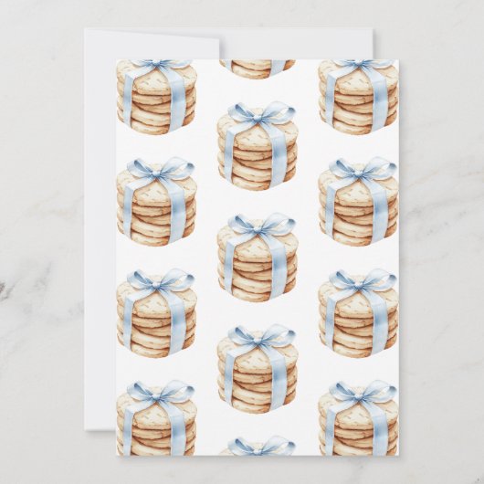Invitation Noël Cookie Exchange Party Cute Blue Bow (Dos)
