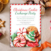 Invitation Noël Cookie Exchange Party Festive Rouge