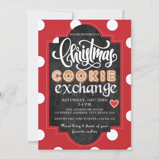 Invitation Noël Cookie Exchange Party Rouge (Devant)