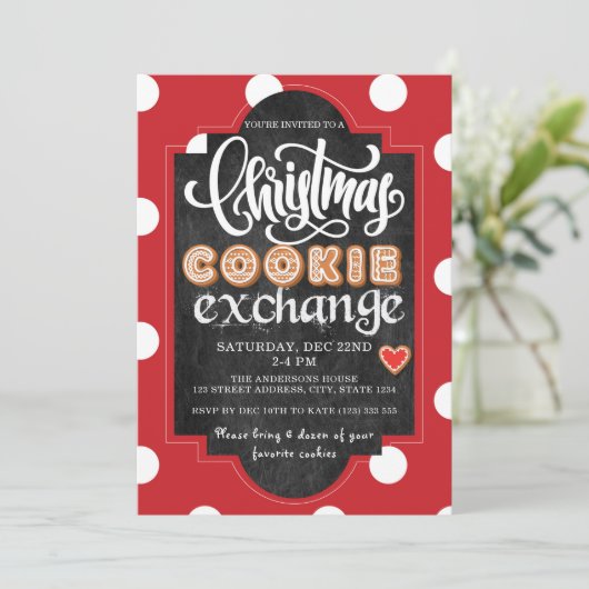 Invitation Noël Cookie Exchange Party Rouge (Debout devant)