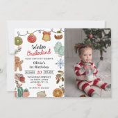Invitation Noël Cookie hiver Onederland Anniversaire Photo (Devant)