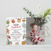Invitation Noël Cookie hiver Onederland Anniversaire Photo (Debout devant)