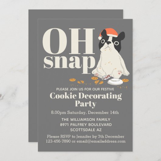 Invitation Noël Cookie Puppy Party (Devant / Derrière)