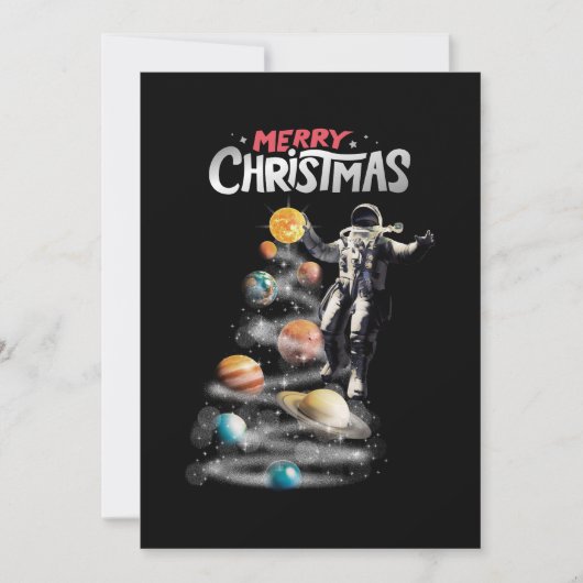 Invitation Noël dans le système solaire spatial Astronaute (Devant)