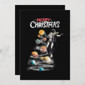Invitation Noël dans le système solaire spatial Astronaute (Devant / Derrière)