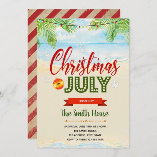 Invitation Noël dans l'invitation de juillet (Devant / Derrière)
