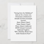 Invitation Noël de baseball à thème pour les Amoureux de les (Dos)