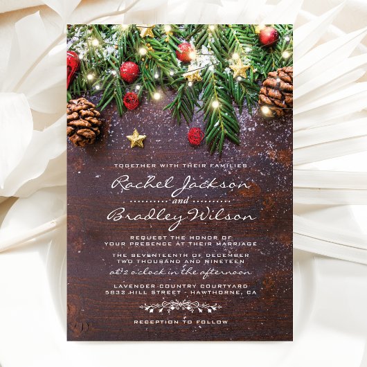 Invitation Noël de campagne rustique Mariage d'hiver