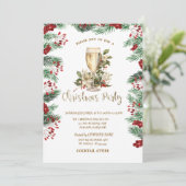 Invitation Noël de Champagne Holly Berry Poinsettia (Debout devant)